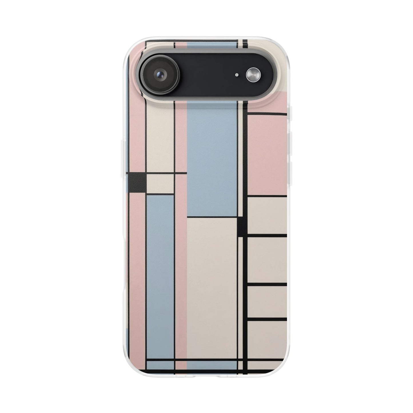 Muted Pastel Mondrian-Style Phone Case - Soft Blue, Pink & Cream