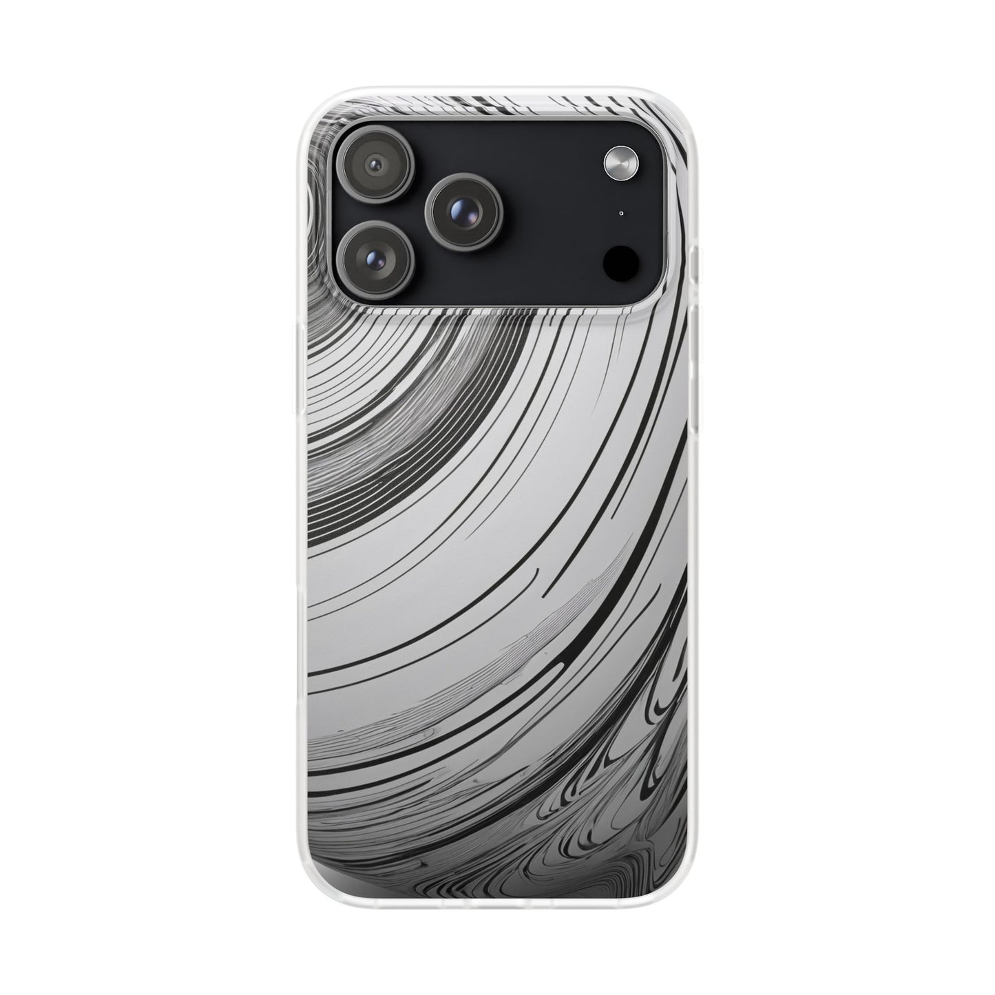 Warped Fine Line Pattern Phone Case - Minimal Black on White Optical Design