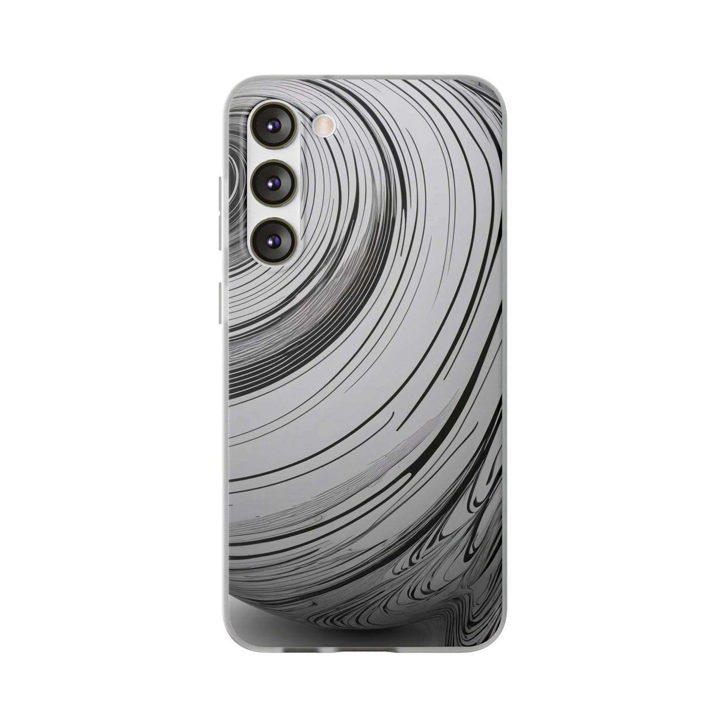 Warped Fine Line Pattern Phone Case - Minimal Black on White Optical Design
