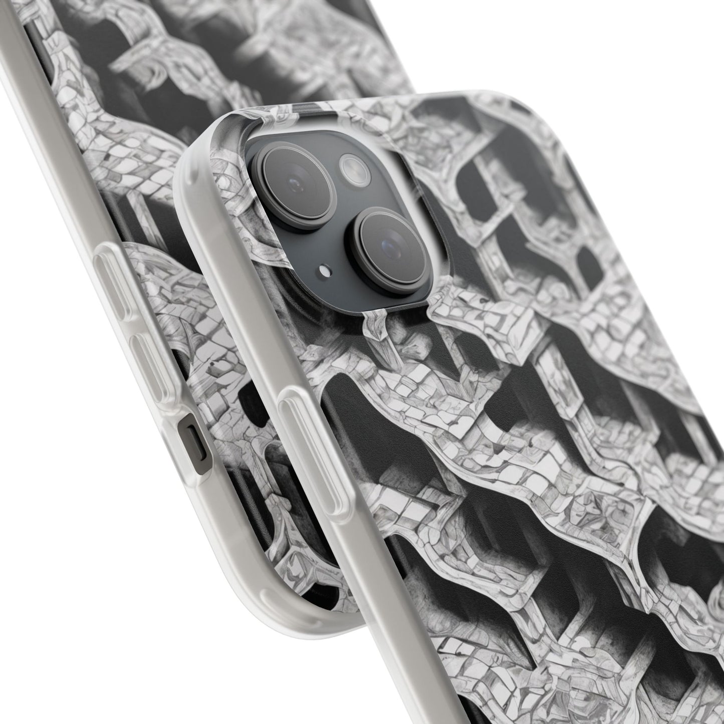 Escher-Style Tessellation Phone Case - Black & White Geometric Illusion
