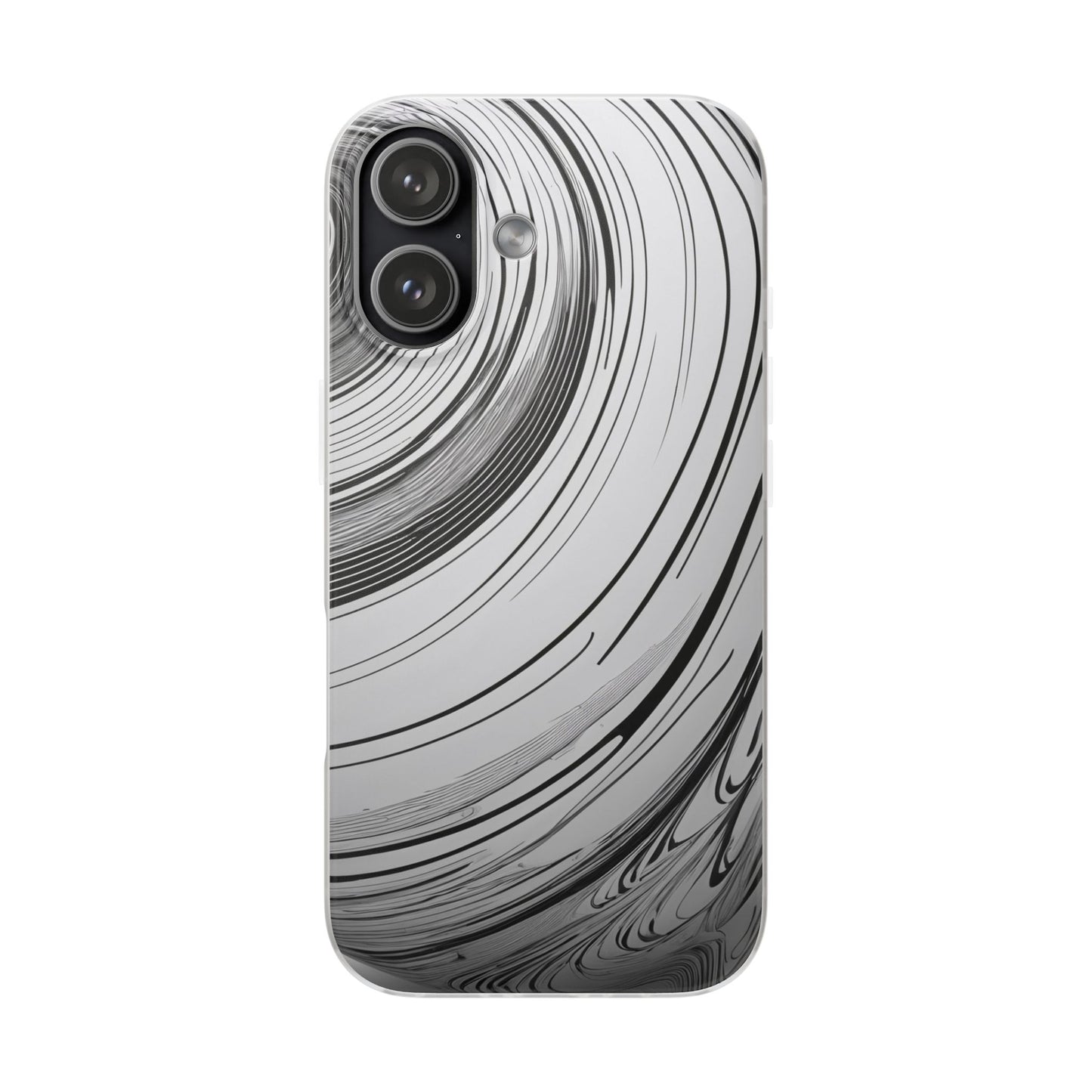 Warped Fine Line Pattern Phone Case - Minimal Black on White Optical Design