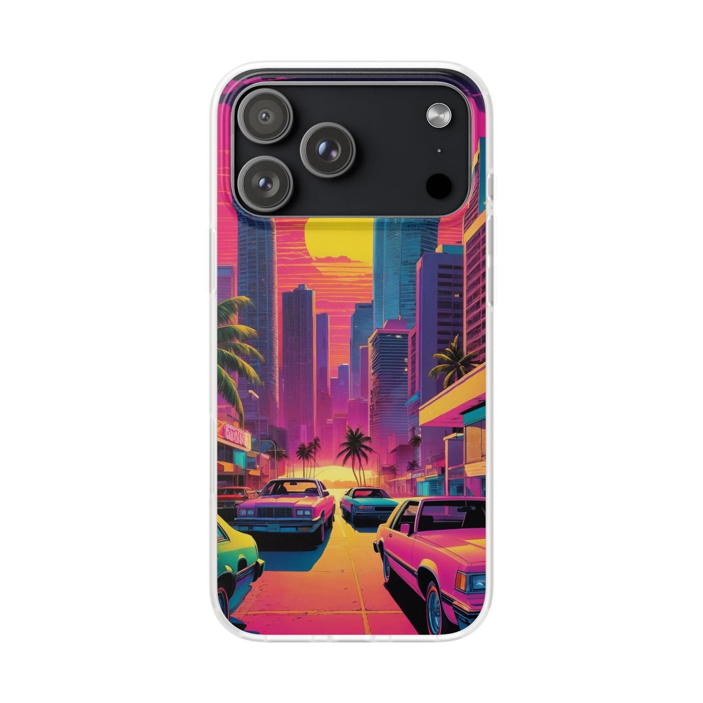 Neon Drive Sunset City Phone Case