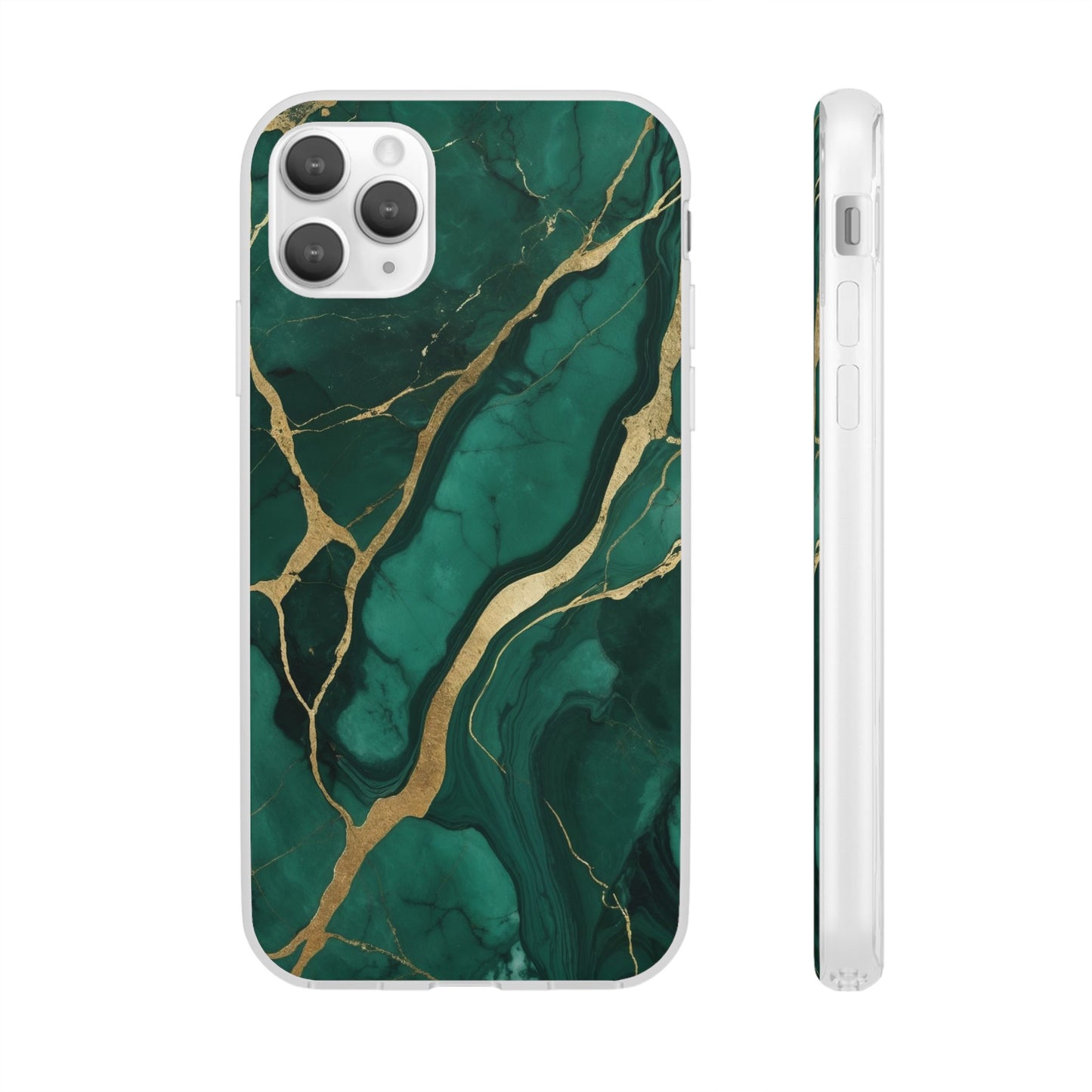 Green Marble & Gold Vein Phone Case - Luxe Stone Texture Pattern