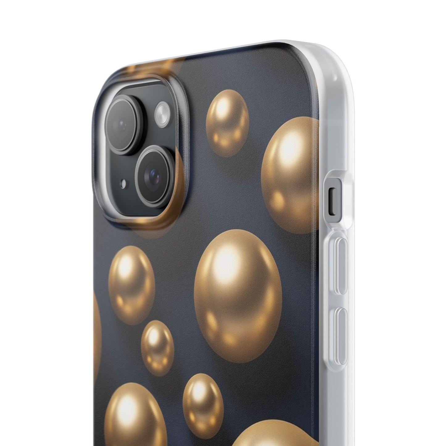 3D Metallic Gold Spheres Phone Case - Matte Navy Background