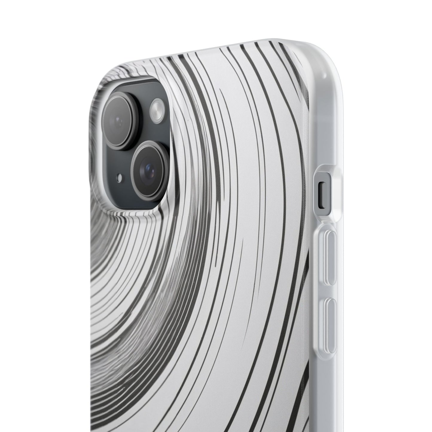 Warped Fine Line Pattern Phone Case - Minimal Black on White Optical Design
