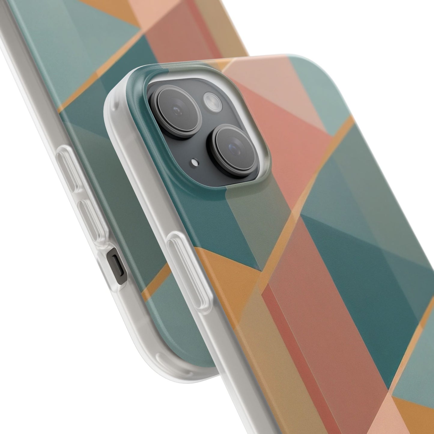 Geometric Overlap Shapes Phone Case - Mustard, Coral & Teal Modern Art