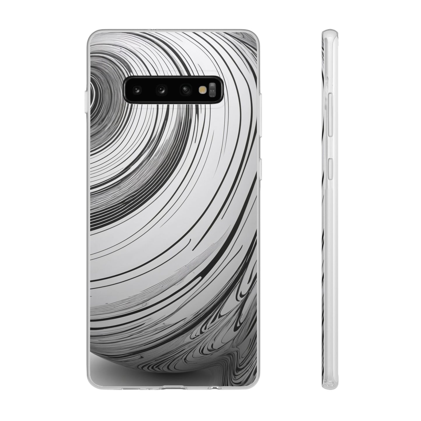 Warped Fine Line Pattern Phone Case - Minimal Black on White Optical Design