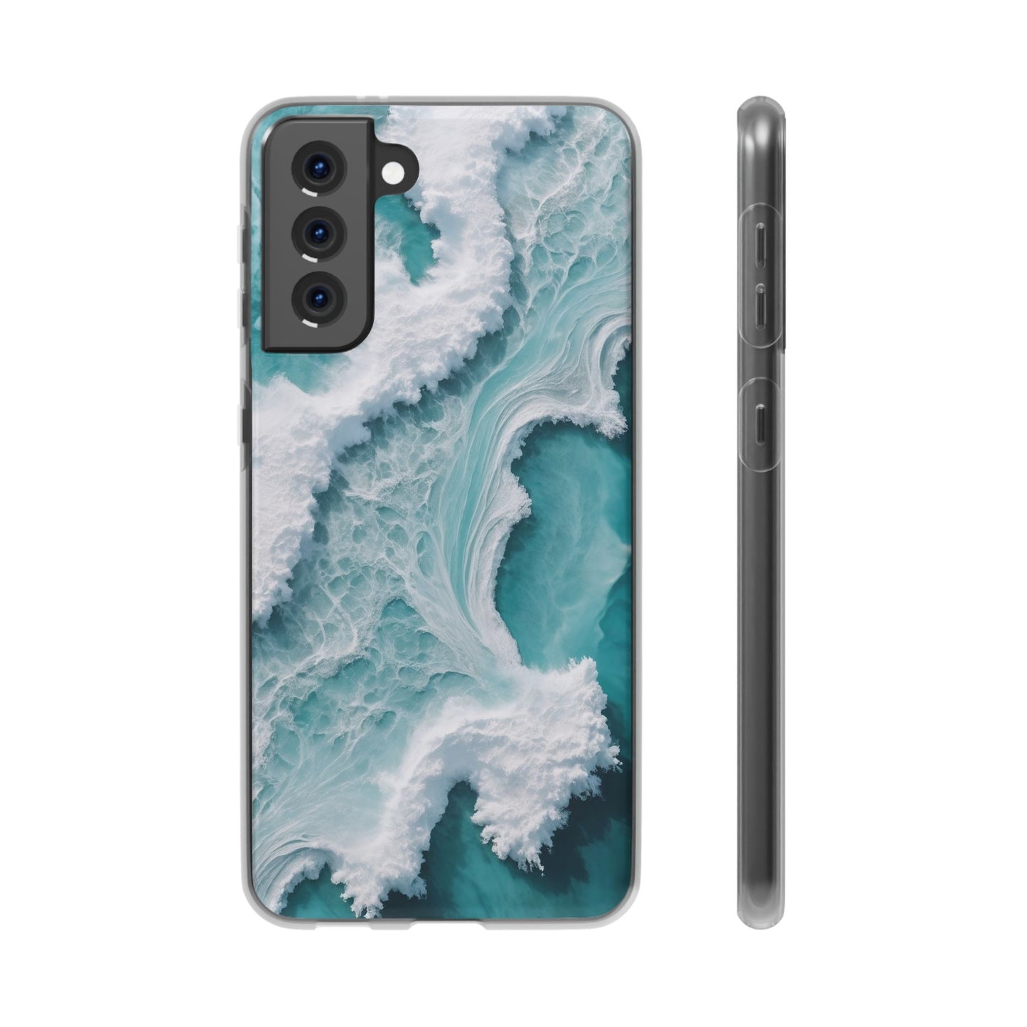 Ocean Foam Pattern Phone Case - Turquoise & White Coastal Style