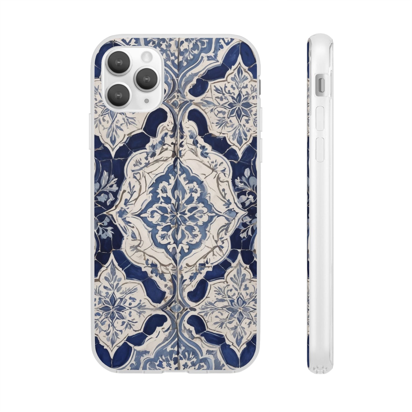 Blue & White Moroccan Tile Phone Case - Mediterranean Pattern Style