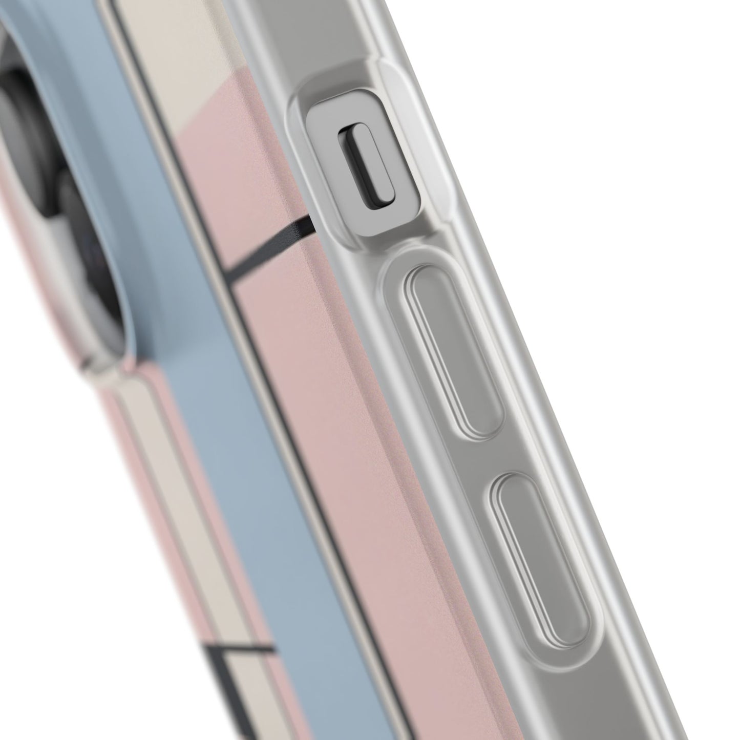 Muted Pastel Mondrian-Style Phone Case - Soft Blue, Pink & Cream