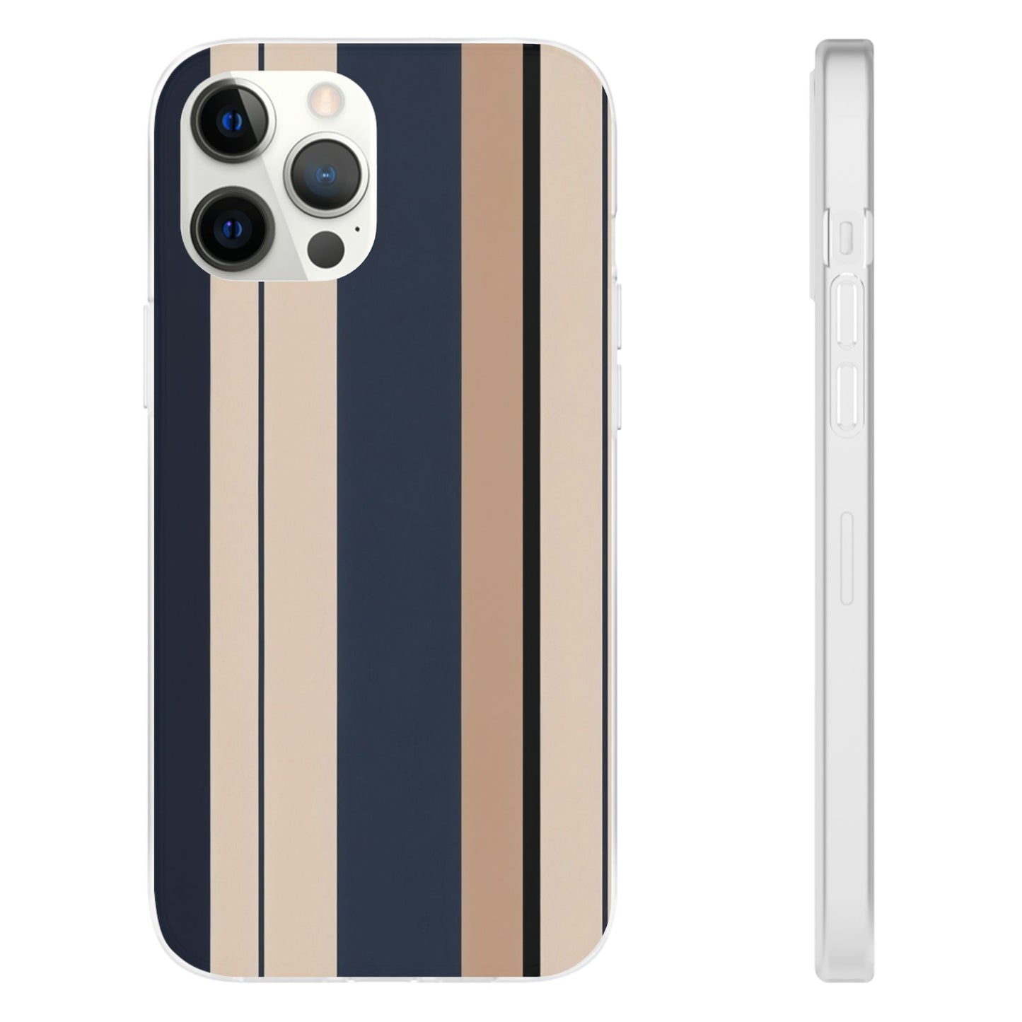 Minimalist Colour Block Stripe Phone Case - Navy, Beige & Charcoal