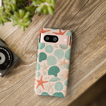 Google Pixel Case - Coastal Seashells and Starfish Pattern