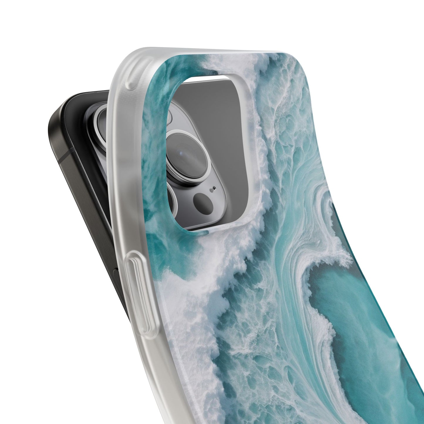 Ocean Foam Pattern Phone Case - Turquoise & White Coastal Style