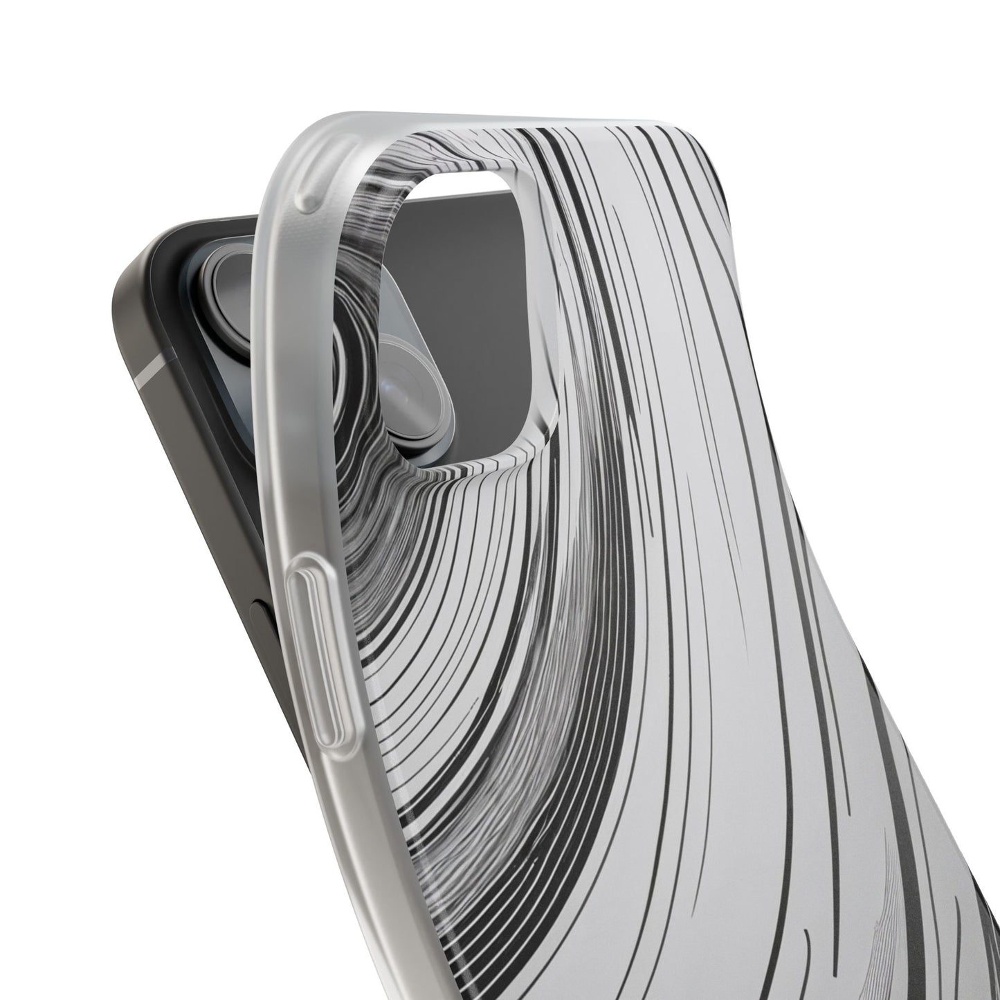 Warped Fine Line Pattern Phone Case - Minimal Black on White Optical Design