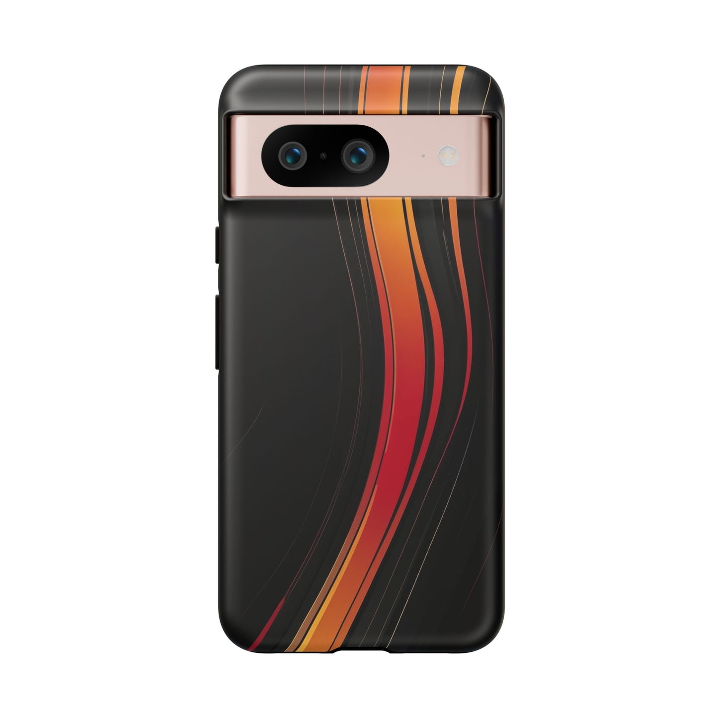 Google Pixel Case - Flame Streak Matte Design | Sleek Black Orange Gradient Phone Cover
