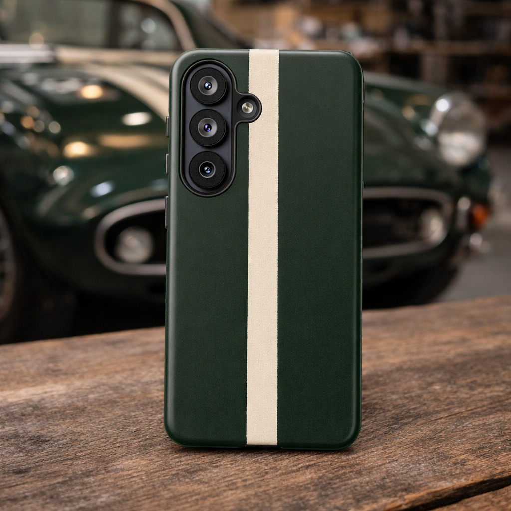 Samsung Galaxy British Racing Green Stripe Case - Matte Tough Protective Cove