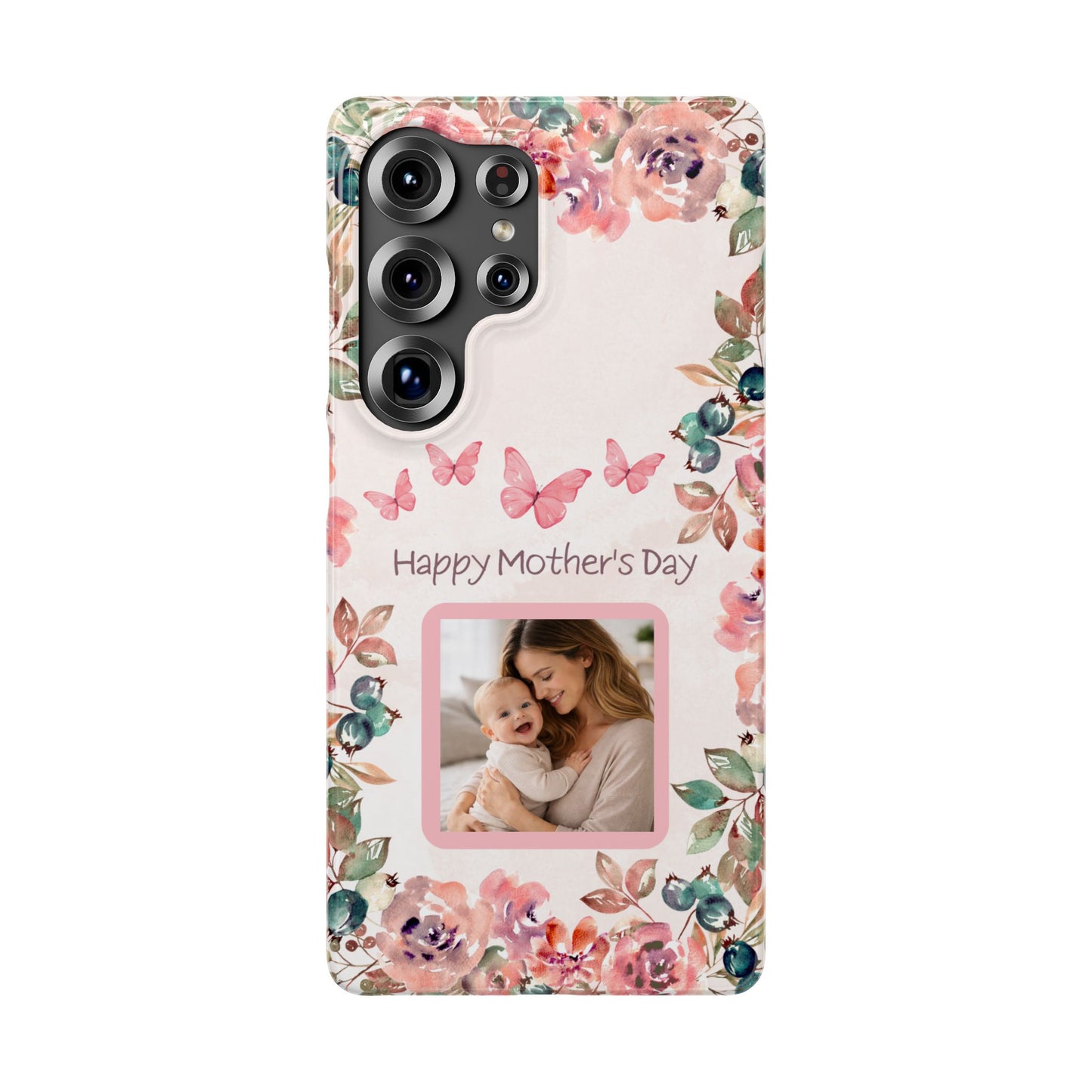 Samsung Galaxy Personalised Mothers Day Case - Custom Photo Watercolour Floral Cover