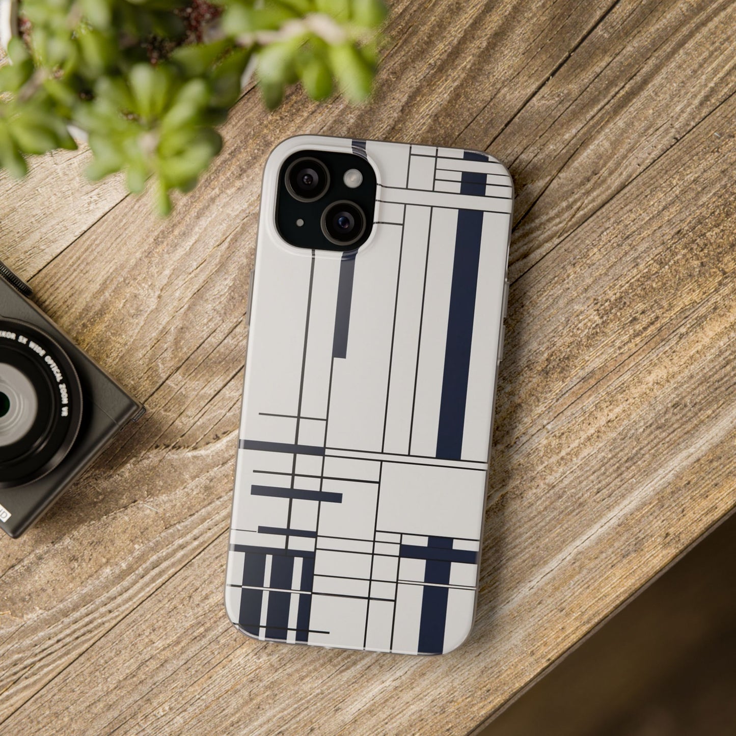 Minimal Navy & White Stripe Phone Case - Classic Modern Design