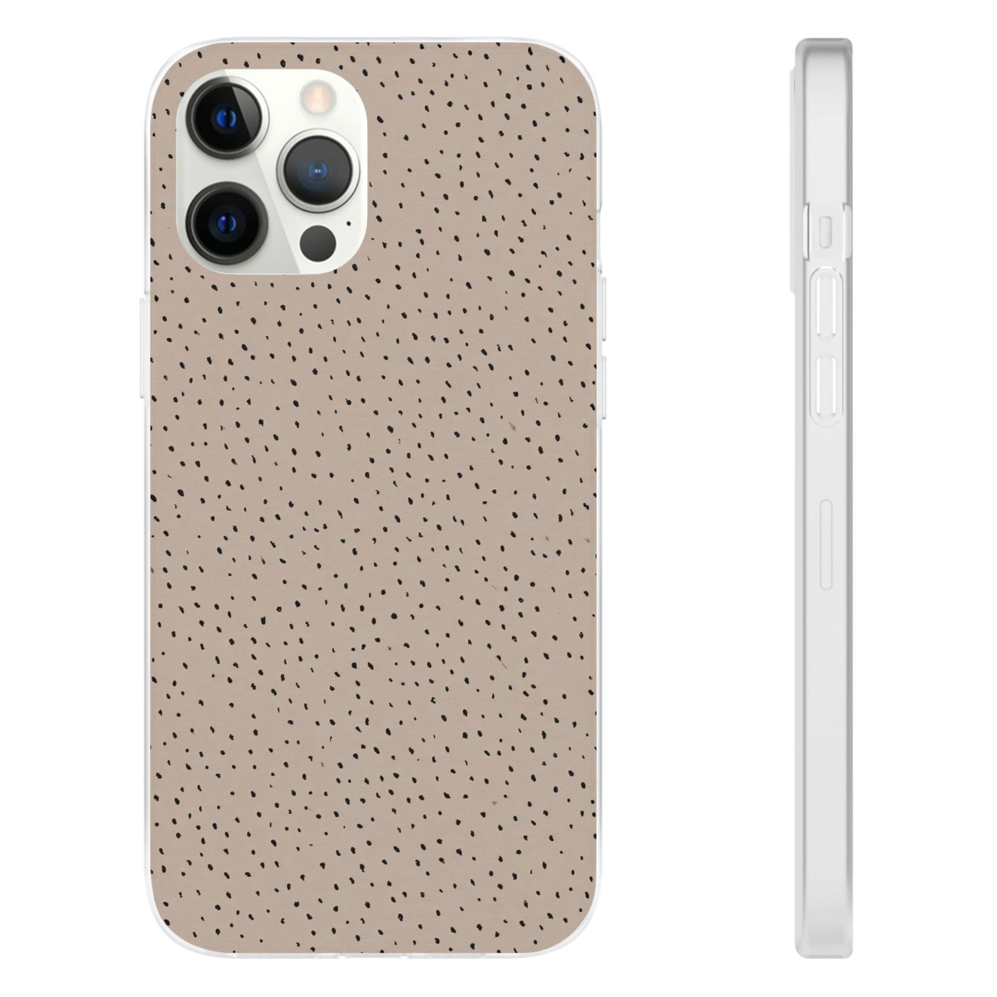 Minimal Micro Leopard Print Phone Case - Taupe & Black Animal Pattern