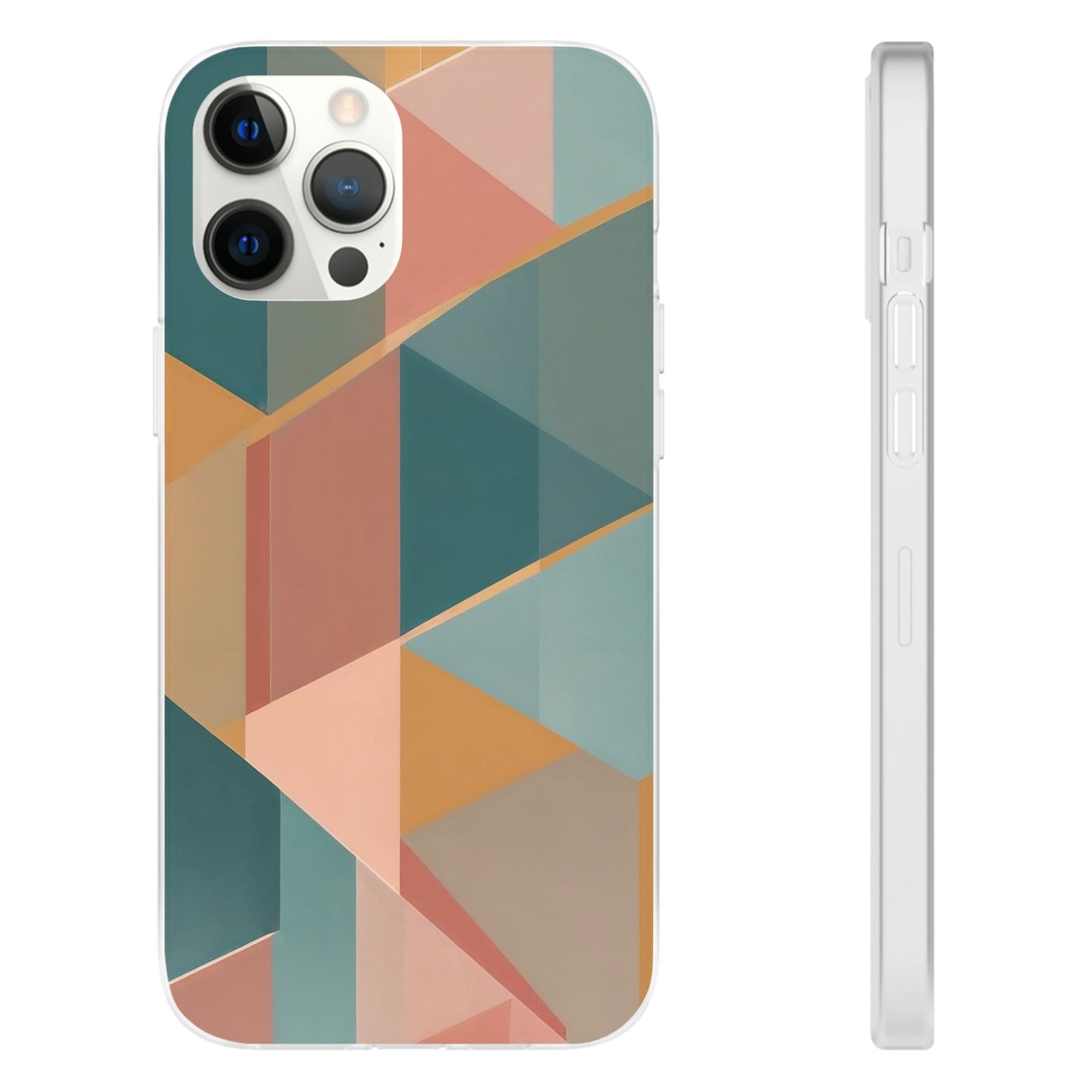 Geometric Overlap Shapes Phone Case - Mustard, Coral & Teal Modern Art