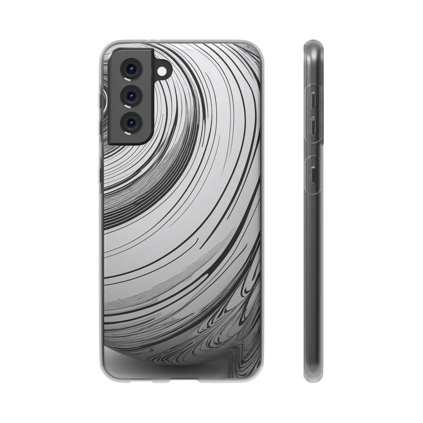 Warped Fine Line Pattern Phone Case - Minimal Black on White Optical Design