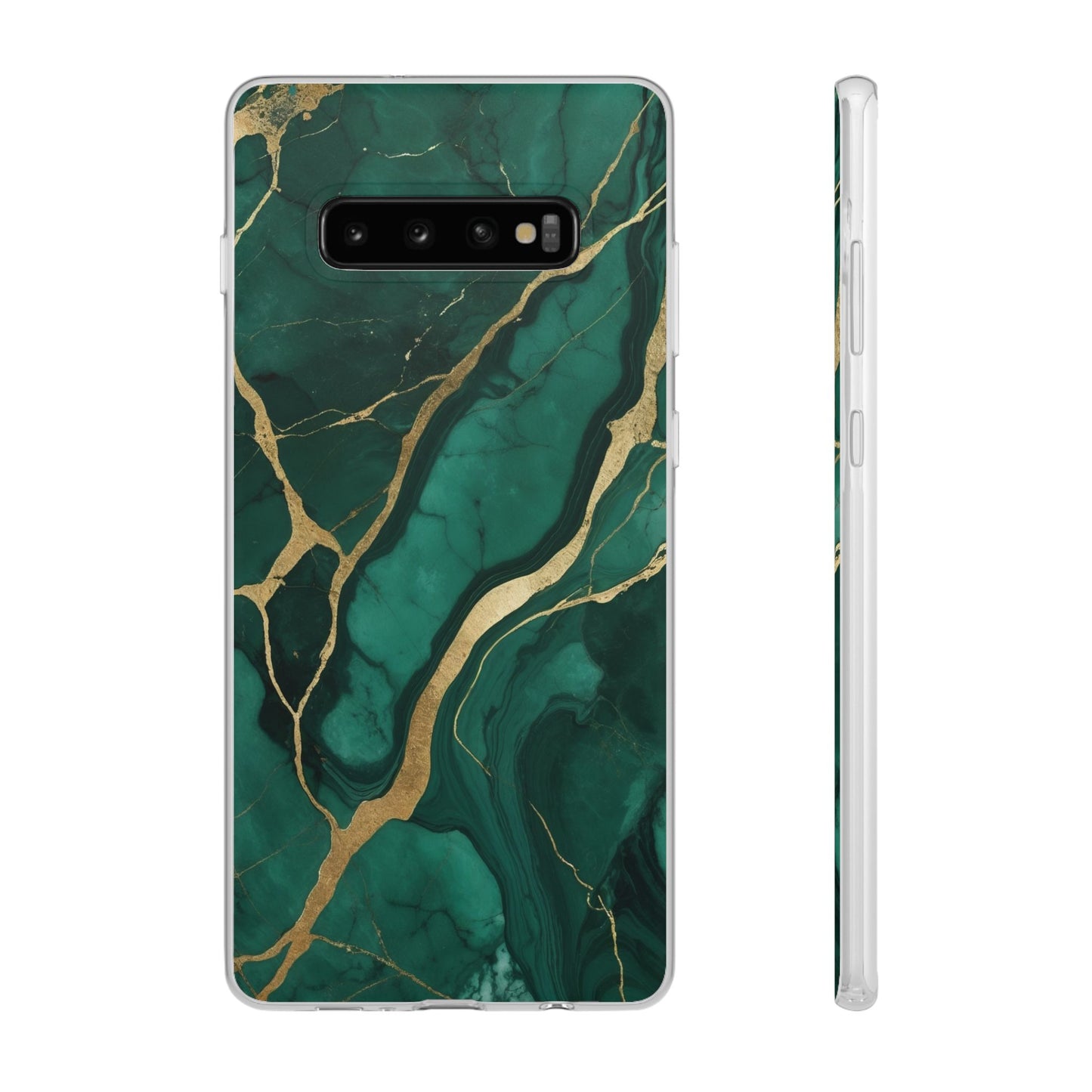 Green Marble & Gold Vein Phone Case - Luxe Stone Texture Pattern