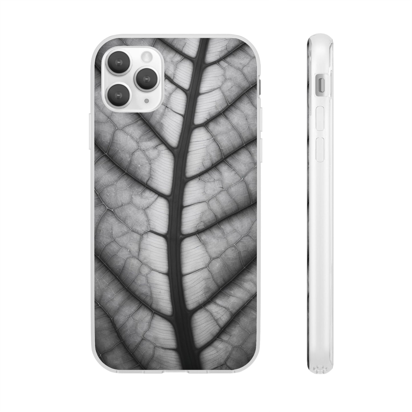 Macro Leaf Vein Pattern Phone Case - Elegant Monochrome Nature Design