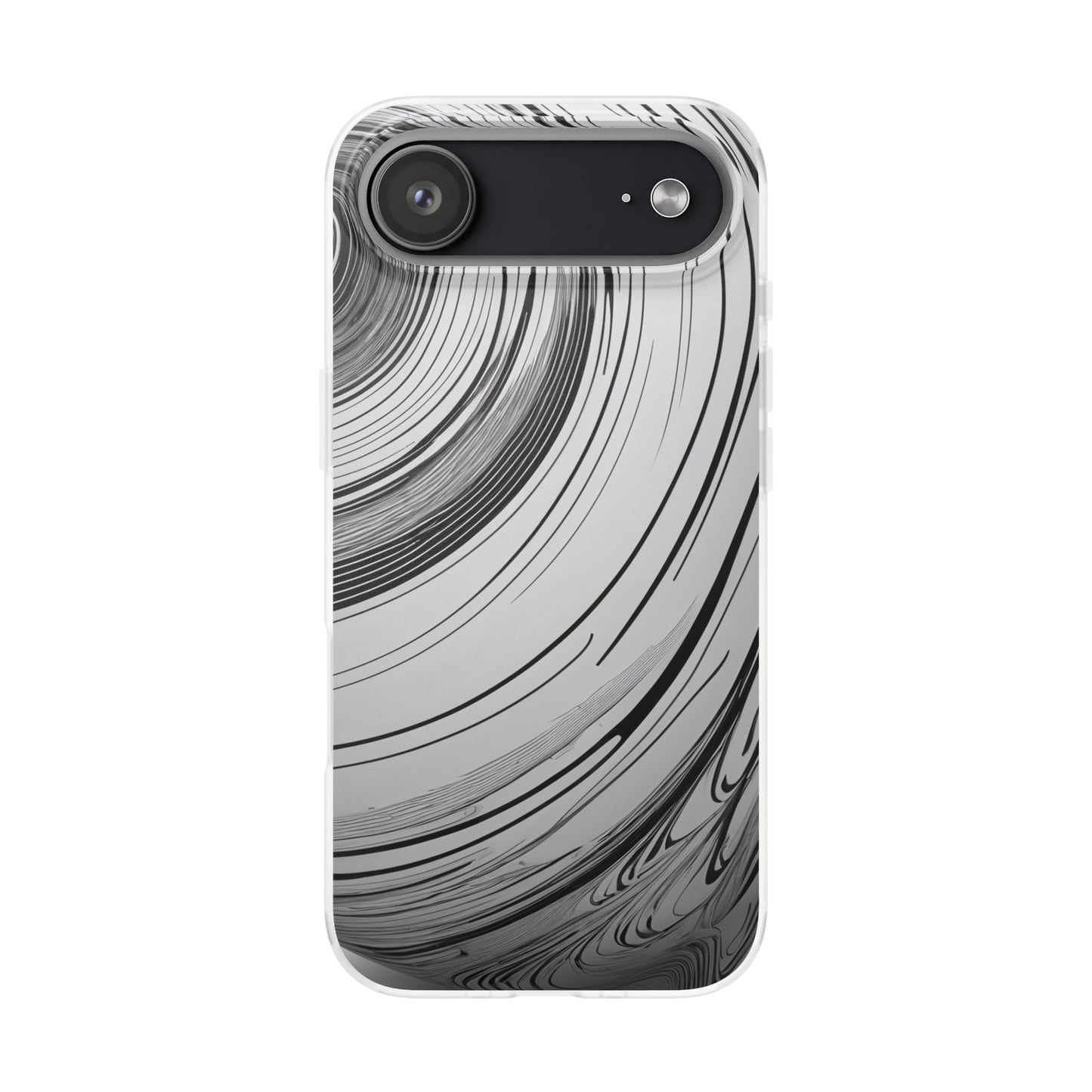 Warped Fine Line Pattern Phone Case - Minimal Black on White Optical Design