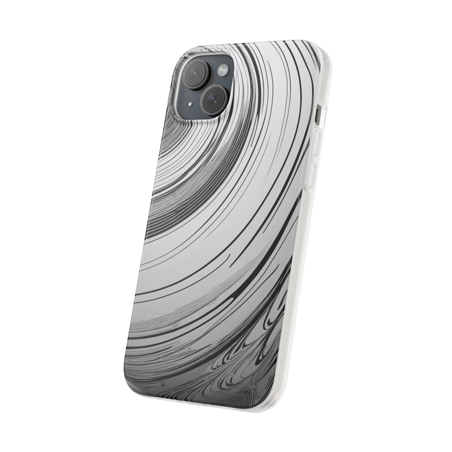 Warped Fine Line Pattern Phone Case - Minimal Black on White Optical Design