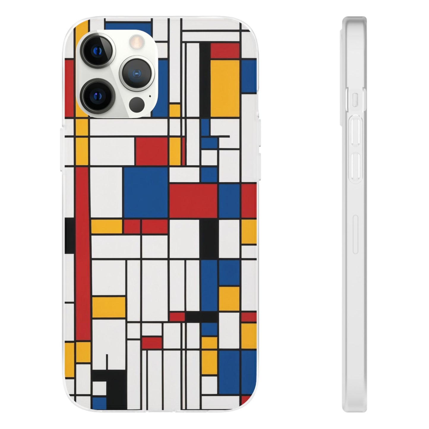 Modern Mondrian-Style Stripe Phone Case - Primary Colours & White