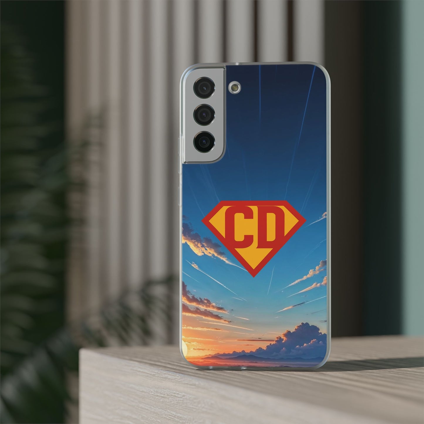 Personalised Superman-Inspired Phone Case - Custom Initials Hero Emblem