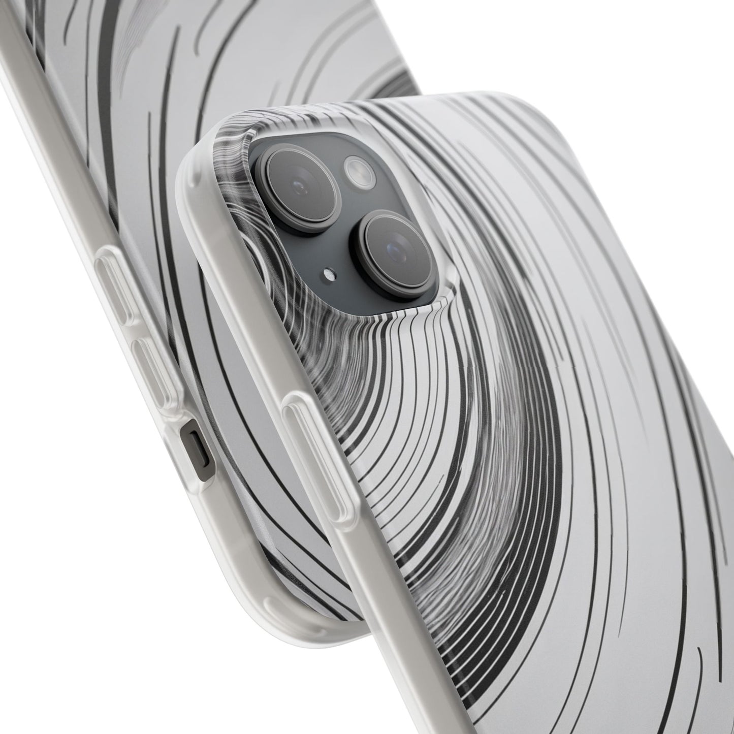 Warped Fine Line Pattern Phone Case - Minimal Black on White Optical Design