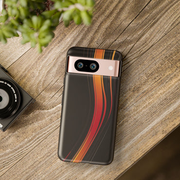 Google Pixel Case - Flame Streak Matte Design | Sleek Black Orange Gradient Phone Cover
