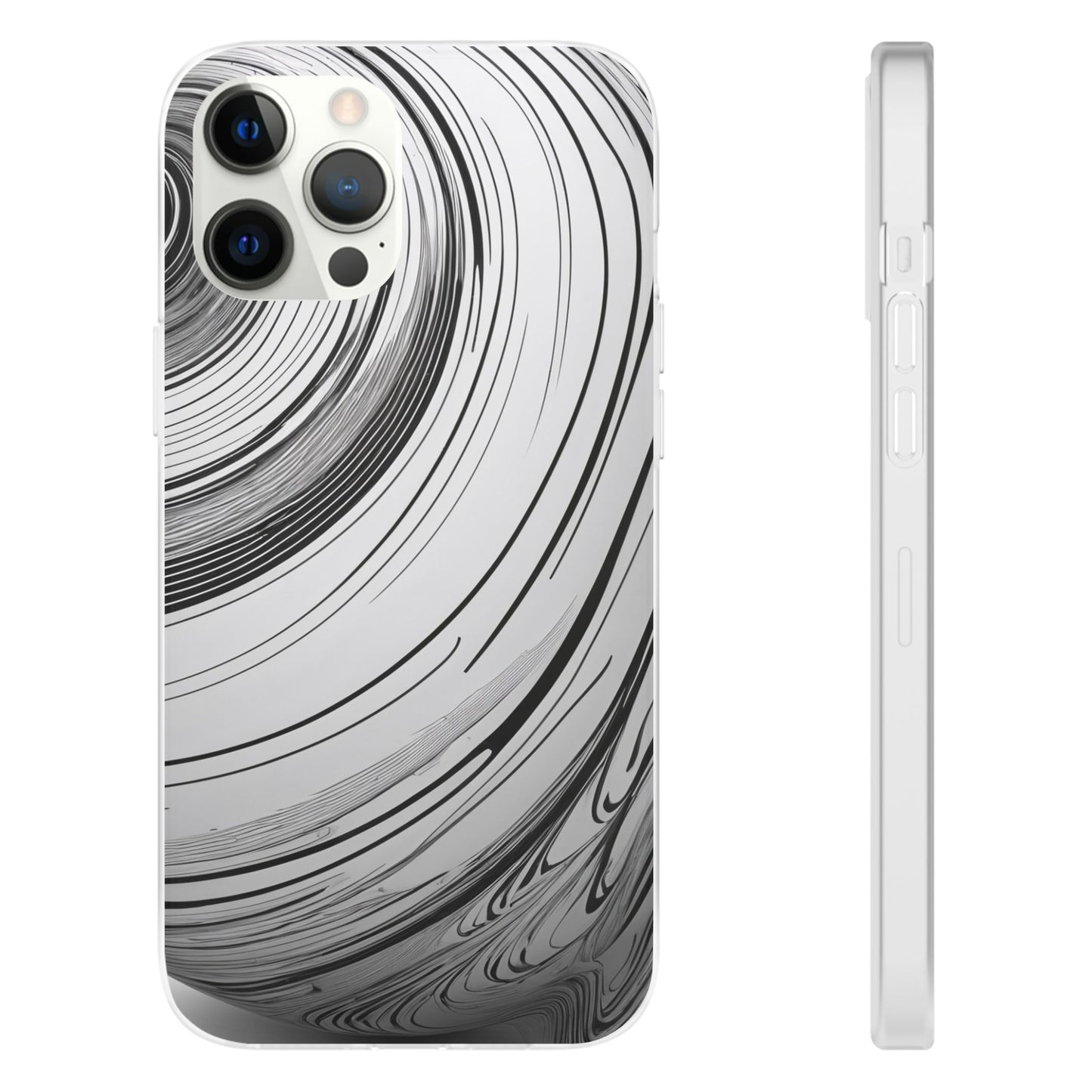 Warped Fine Line Pattern Phone Case - Minimal Black on White Optical Design
