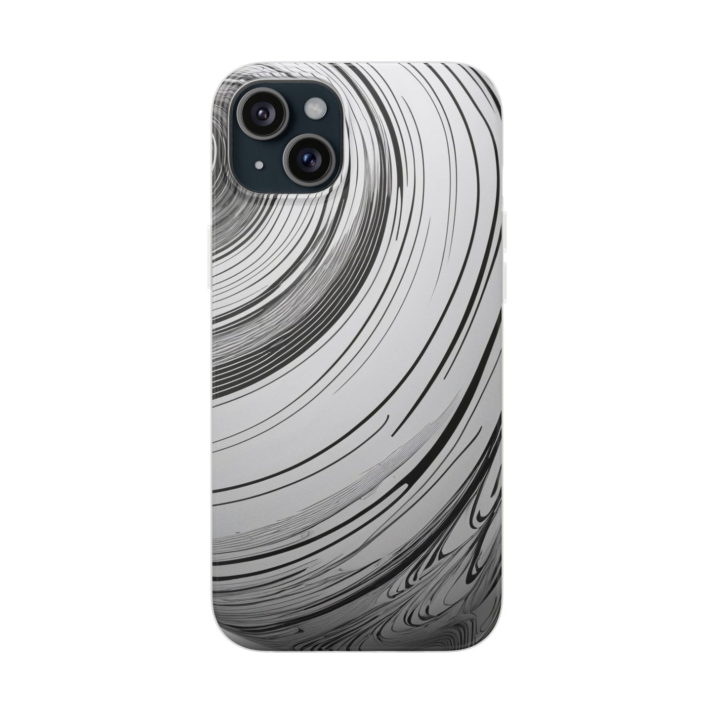 Warped Fine Line Pattern Phone Case - Minimal Black on White Optical Design