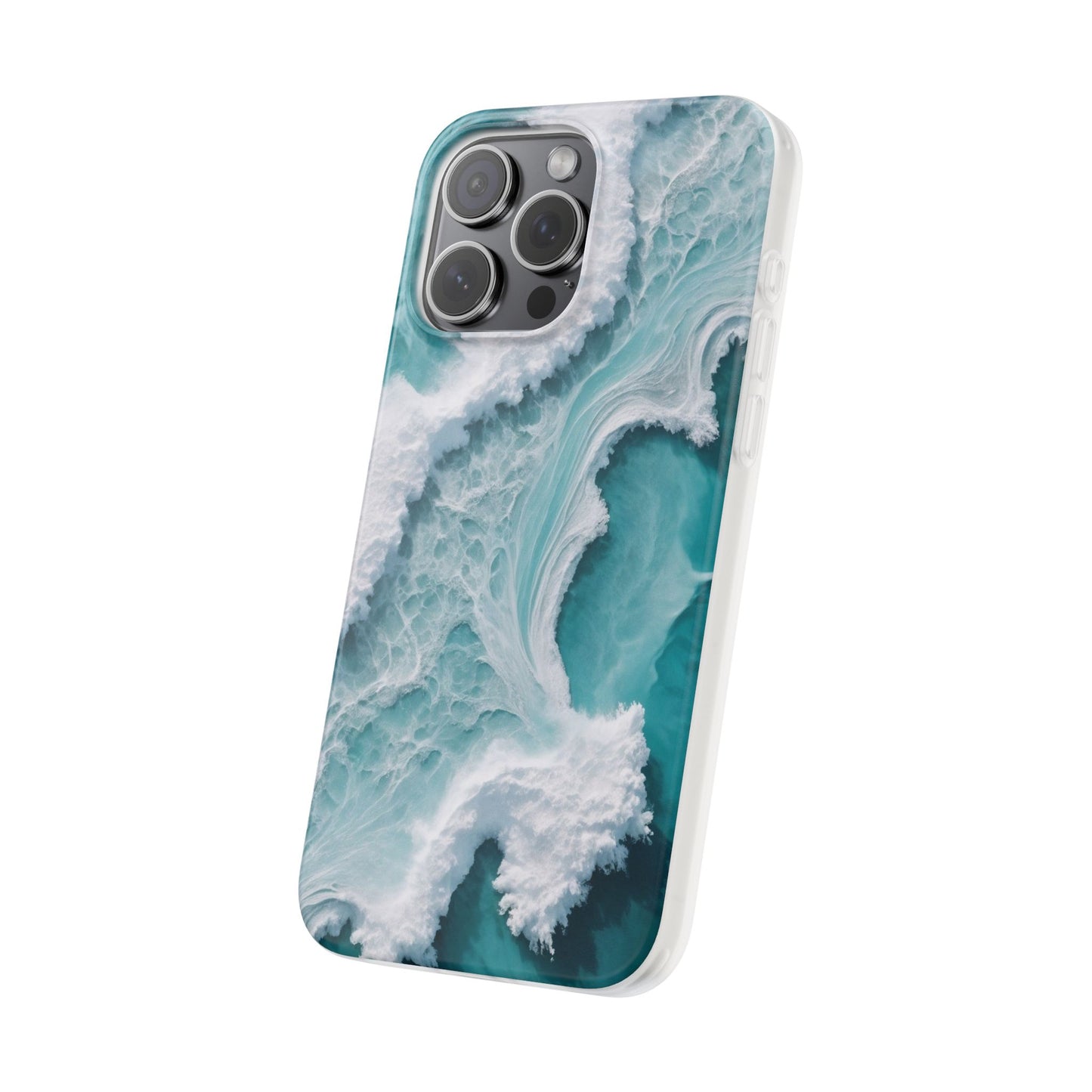 Ocean Foam Pattern Phone Case - Turquoise & White Coastal Style