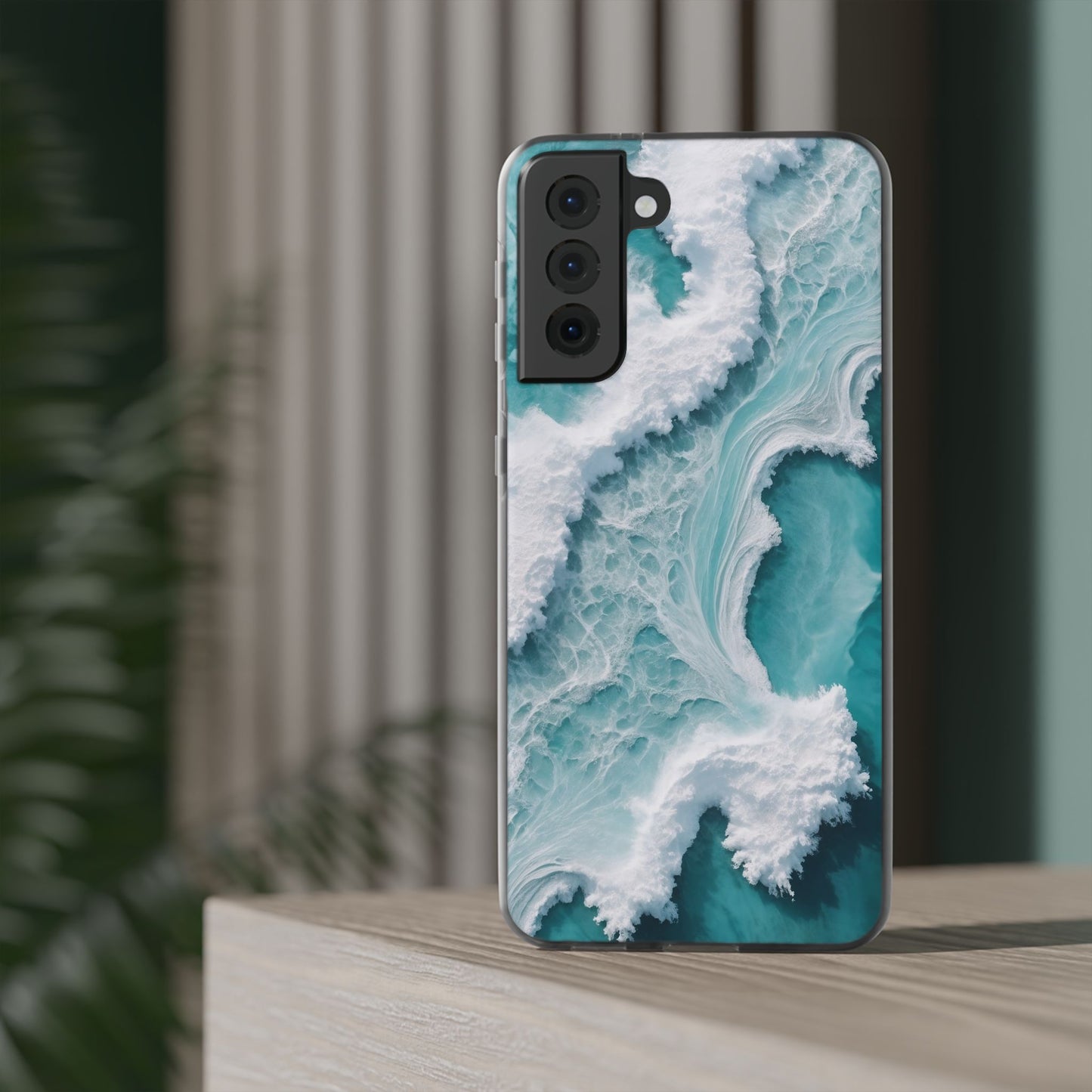 Ocean Foam Pattern Phone Case - Turquoise & White Coastal Style