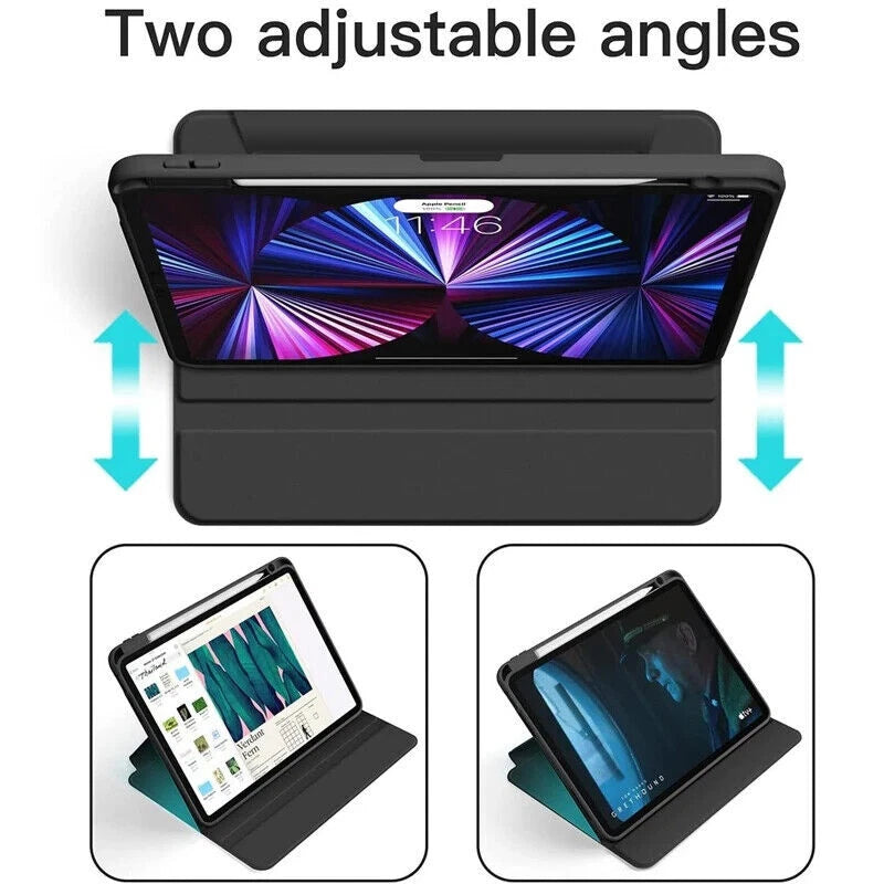 Multi-Angle Rotating iPad Case - Smart Stand Cover Pencil Slot