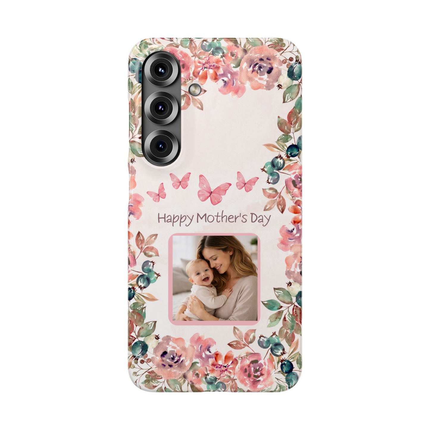 Samsung Galaxy Personalised Mothers Day Case - Custom Photo Watercolour Floral Cover