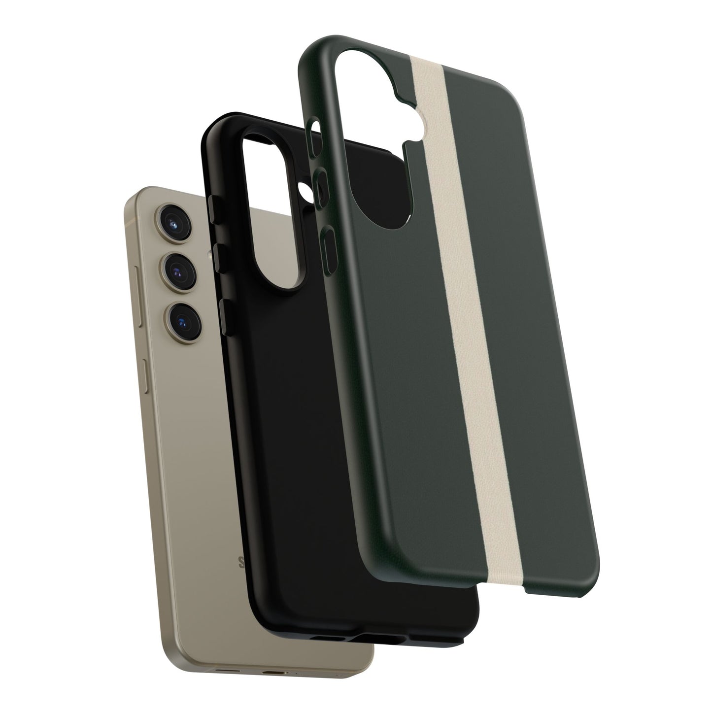 Samsung Galaxy British Racing Green Stripe Case - Matte Tough Protective Cove