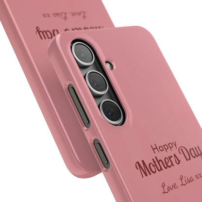Samsung Galaxy Personalised Mothers Day Case - Pink Tulip Floral Design with Custom Name