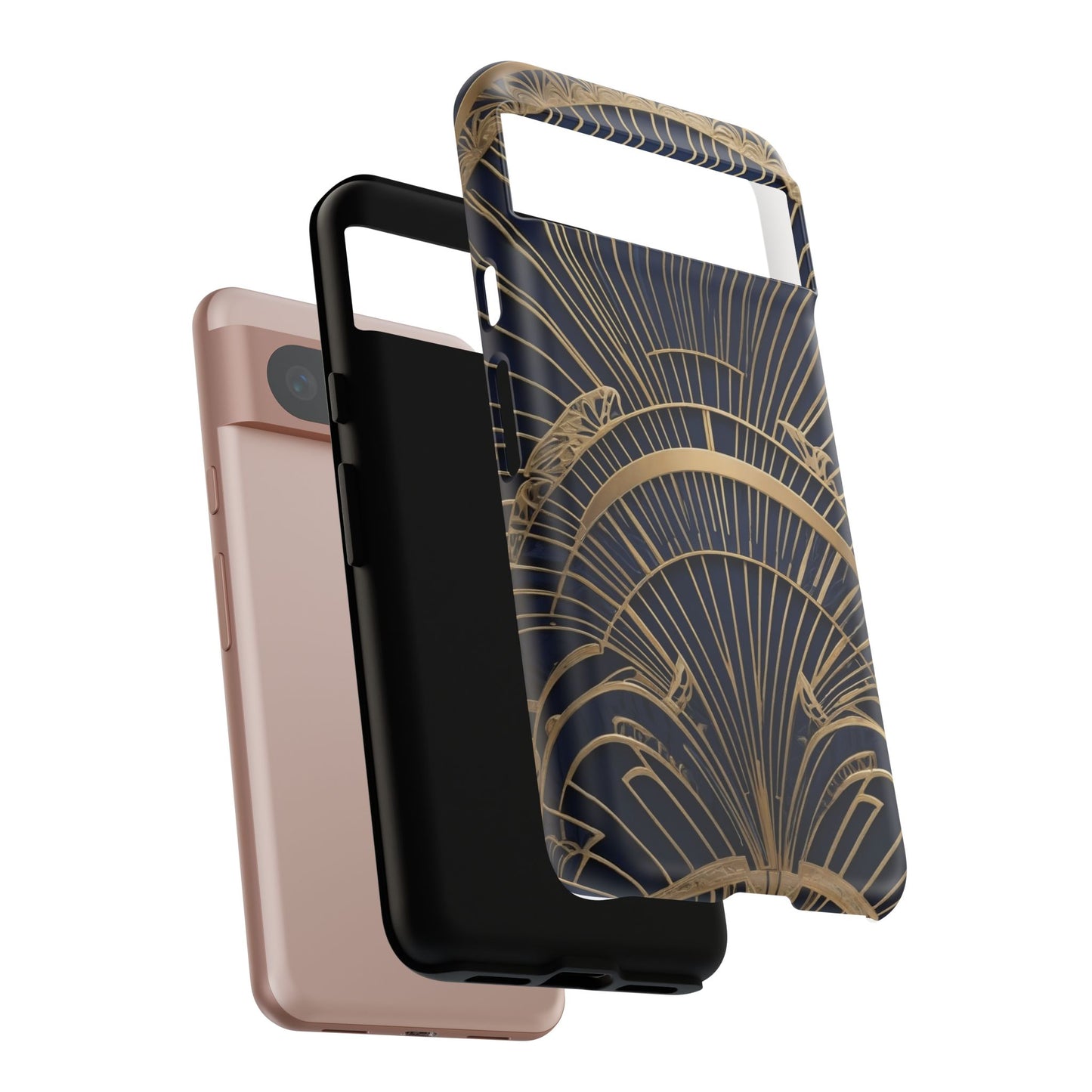 Google Pixel Case - Gatsby Art Deco Gold Fan Design Matte Finish