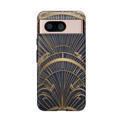 Google Pixel Case - Gatsby Art Deco Gold Fan Design Matte Finish
