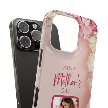Personalised Mothers Day iPhone Case - Custom Pink Floral Photo Cover