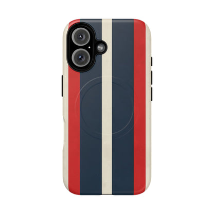 Retro Monaco Stripe Matte iPhone Case - Shockproof MagSafe® Compatible Cover