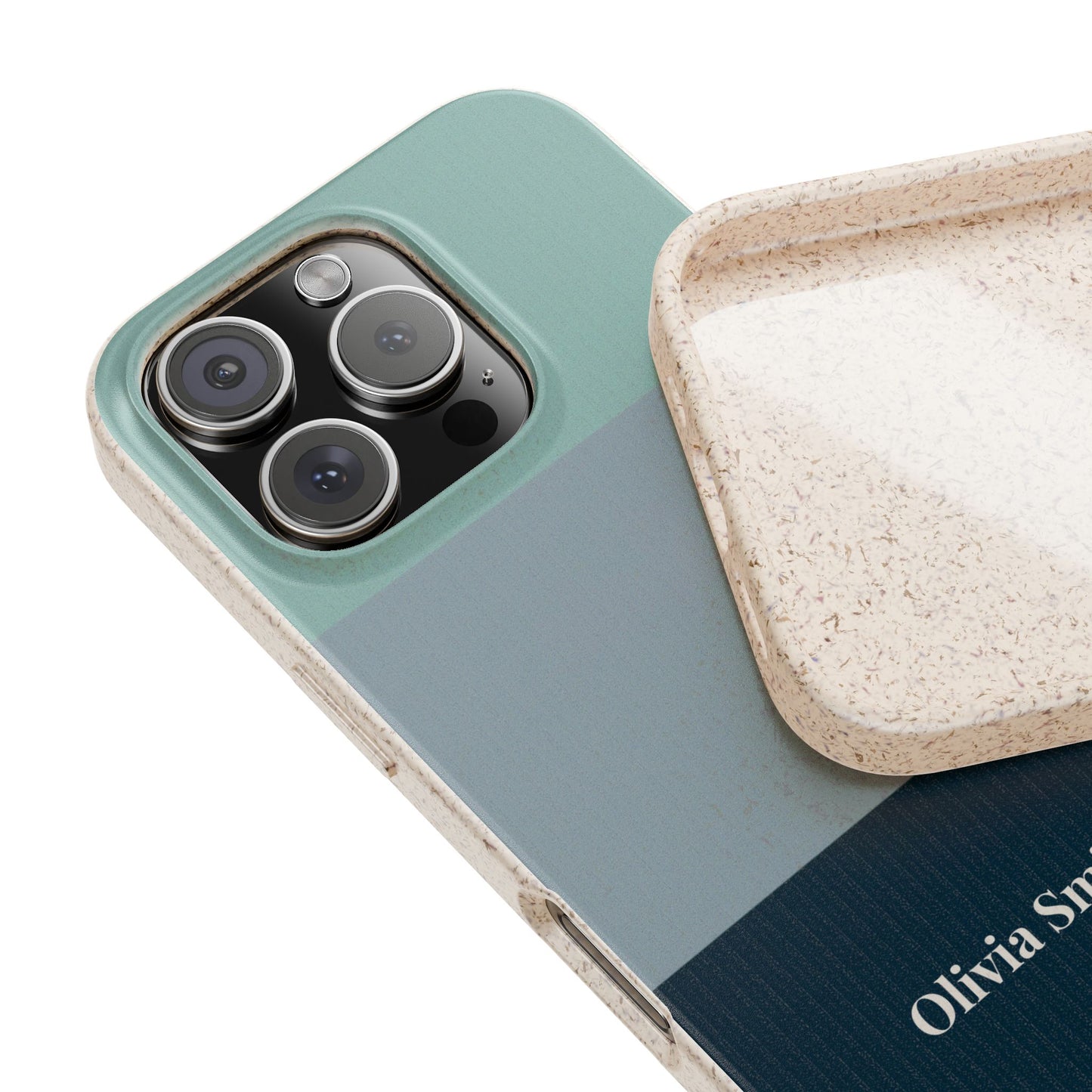 Personalised Eco-friendly iPhone Case - Custom Name Phone Case - Minimal Colour Block Design