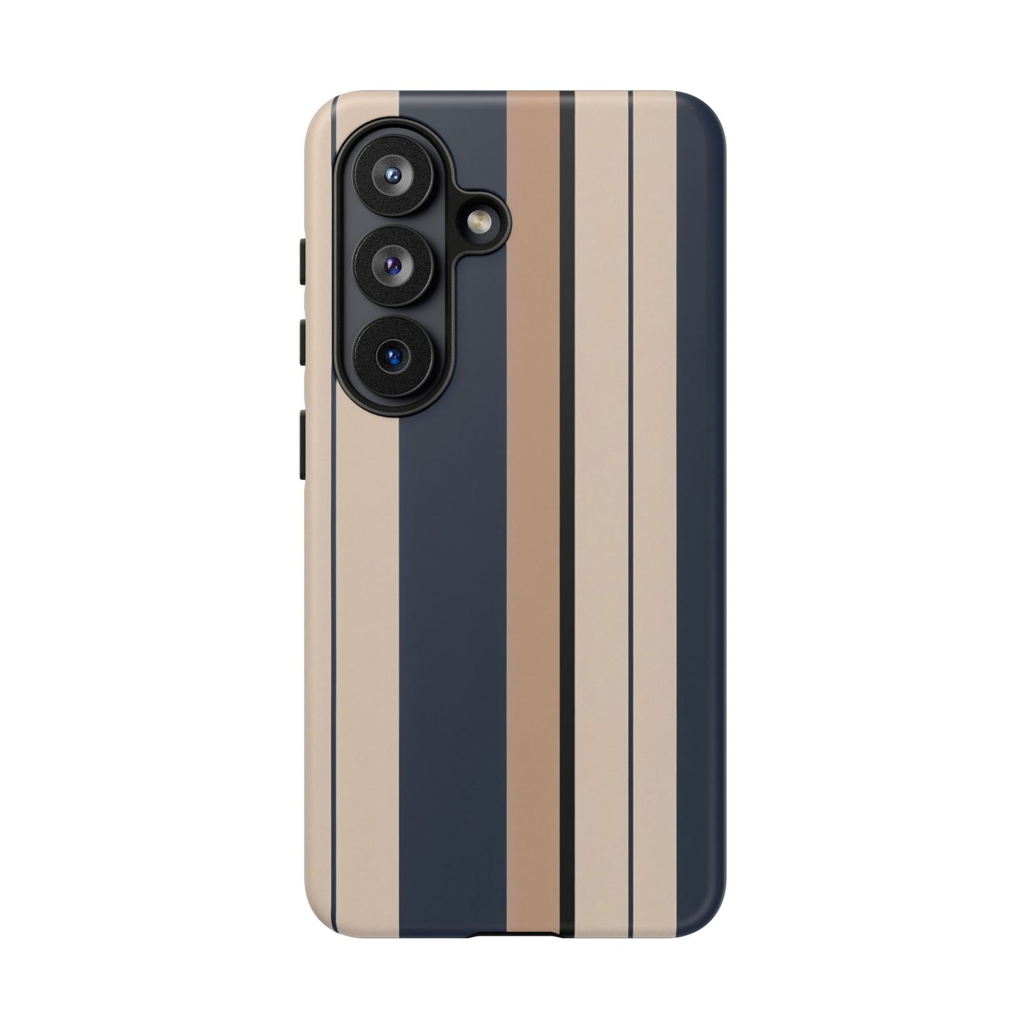 Samsung Galaxy Neutral Stripe Phone Case - Beige Navy Matte Tough Protective Cover