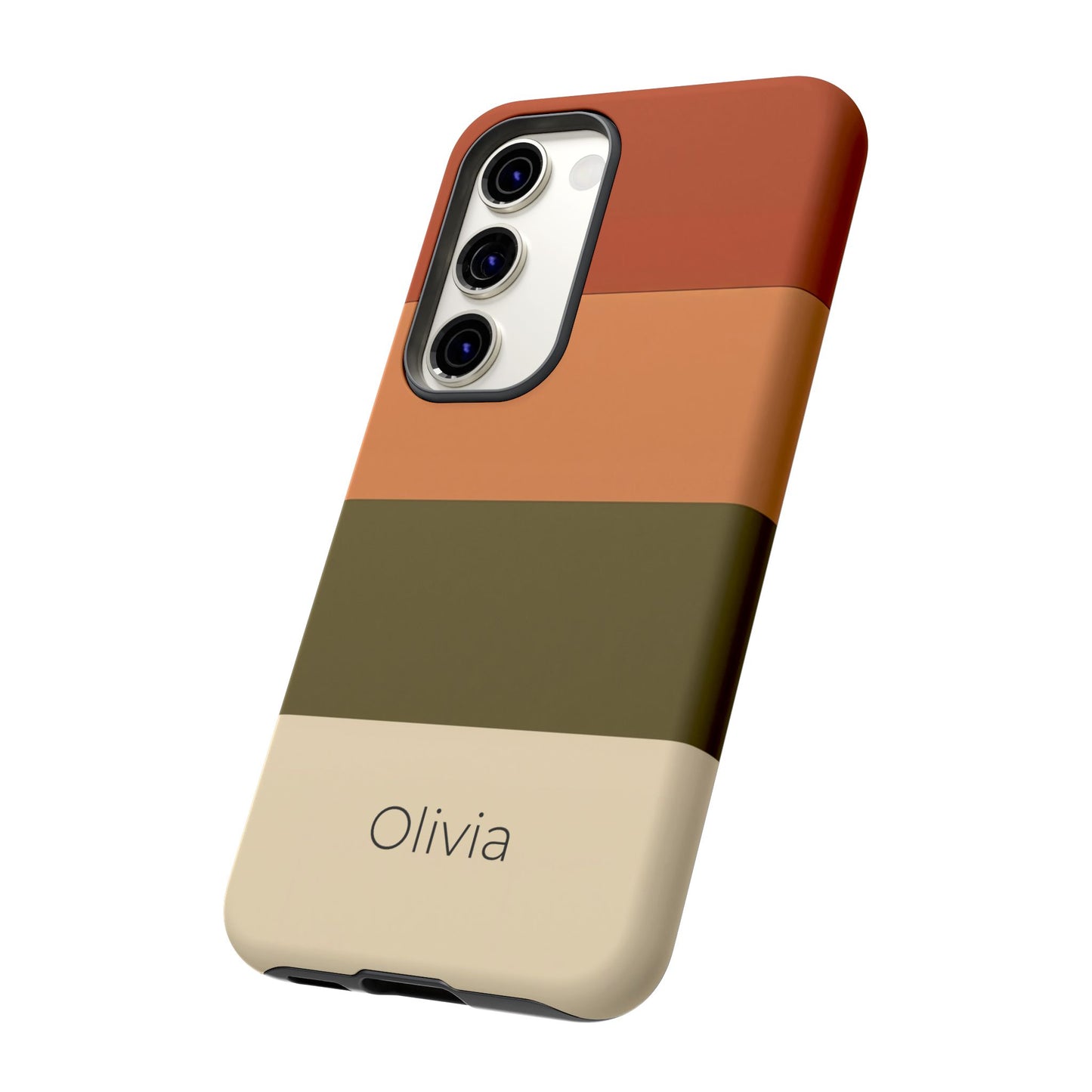 Samsung Galaxy Personalised Name Phone Case - Warm Colour Block Matte Tough Protective Cover