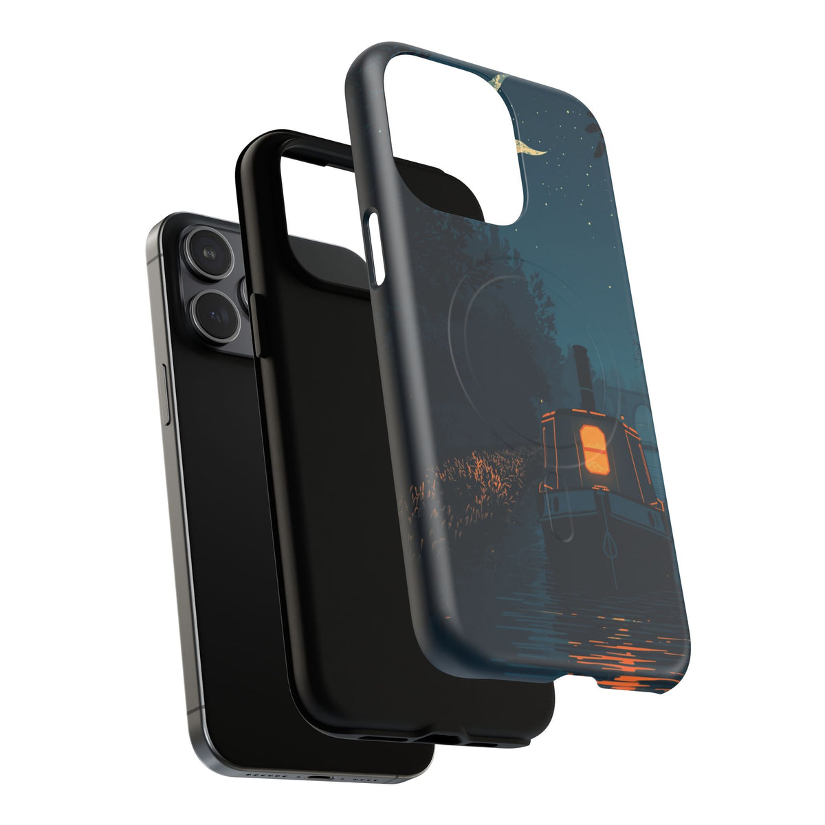 iPhone Night Narrowboat Canal Premium MagSafe Case