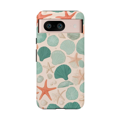 Google Pixel Case - Coastal Seashells and Starfish Pattern